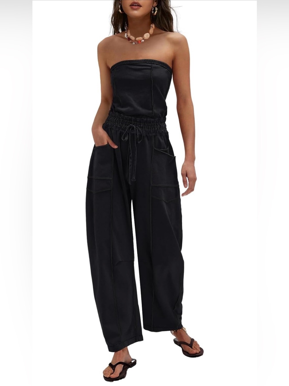 Black Strapless Jumpsuits off the Shoulder Summer Romper NWOT